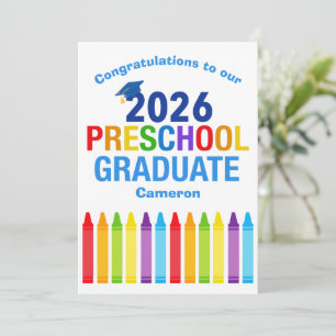 2026 Preschool Graduate Custom Cute Graduation Card