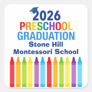 2026 Preschool Graduation Custom School Party Square Sticker