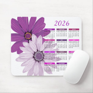 2026 Pretty Purple Daisies Calendar Mouse Mat