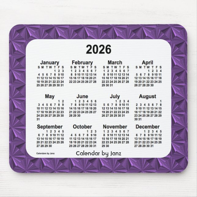 2026 Purple Diamonds Calendar by Janz Mouse Pad (Front)