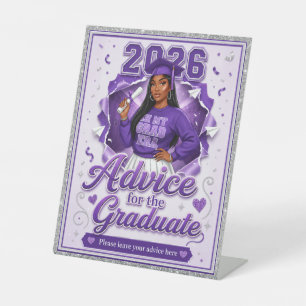 2026 Purple Grad Era Advice for Graduate Pedestal Sign