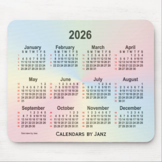2026 Rainbow Cloud 52 Weeks Calendar by Janz Mouse Mat