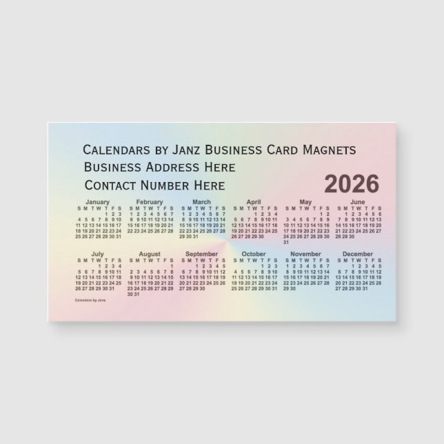 2026 Rainbow Cloud Calendar by Janz Magnet (Front)