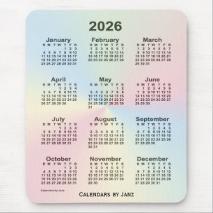 2026 Rainbow Cloud Calendar by Janz Mouse Mat