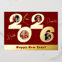 2026 real gold foil 4 pictures happy new year