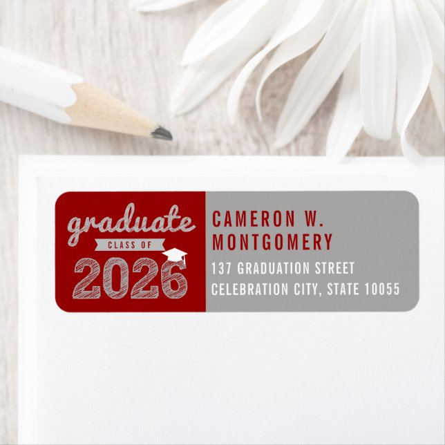 2026 Red Bold Sketch Modern Graduation Address (Insitu)