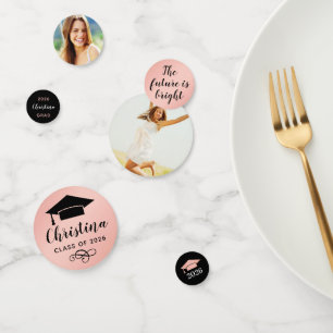 2026 Rose Gold Custom Photo Graduation Party Confetti