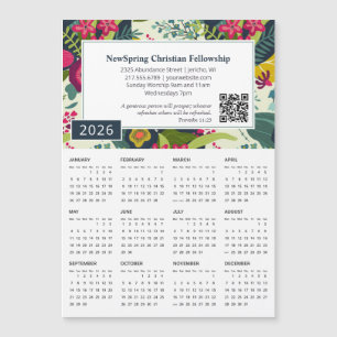 2026 Scripture Calendar Magnet Floral Church Gift