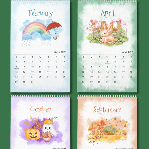 2026 Seasons Watercolor Calendar