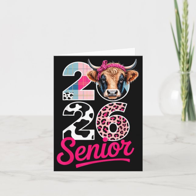 2026 Senior Cow Lovers Graduation Funny Cl Shirt F Card (Front)