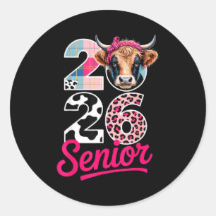 2026 Senior Cow Lovers Graduation Funny Cl Shirt F Classic Round Sticker