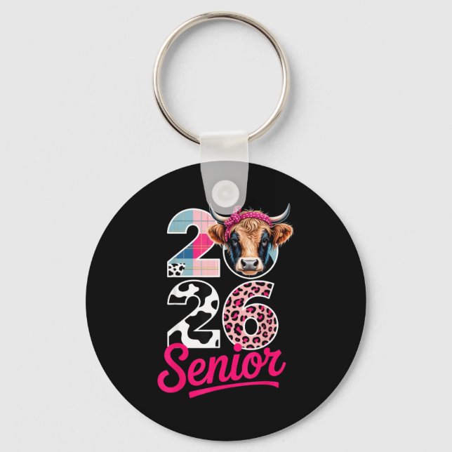 2026 Senior Cow Lovers Graduation Funny Cl Shirt F Key Ring (Front)