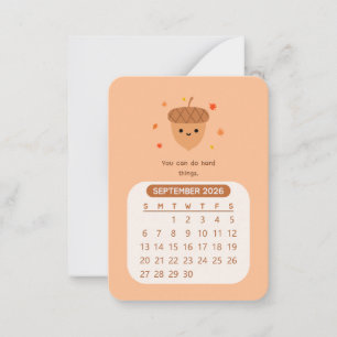 2026 September Month Kawaii Motivational Calendar Card
