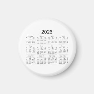 2026 Simple Minimalist Calendar Magnet