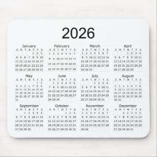 2026 Simple Minimalist Calendar Mouse Mat