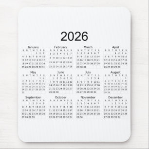 2026 Simple Minimalist Calendar Mouse Mat