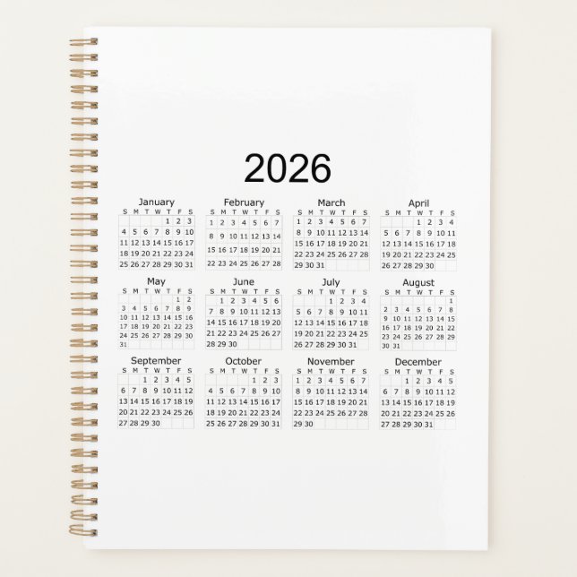 2026 Simple Minimalist Calendar Planner (Front)