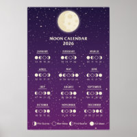 2026 Space Lunar Cycles Galaxy Moon Phase Calendar