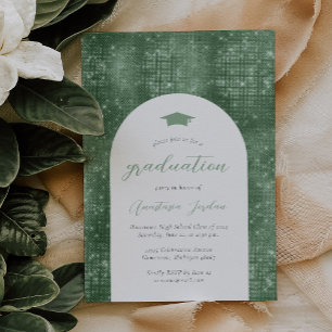 2026 Sparkly Sage Green Glam Arch Graduation Invitation