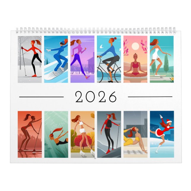2026 Sport Fitness Young Woman Girl Colorful Calendar (Cover)