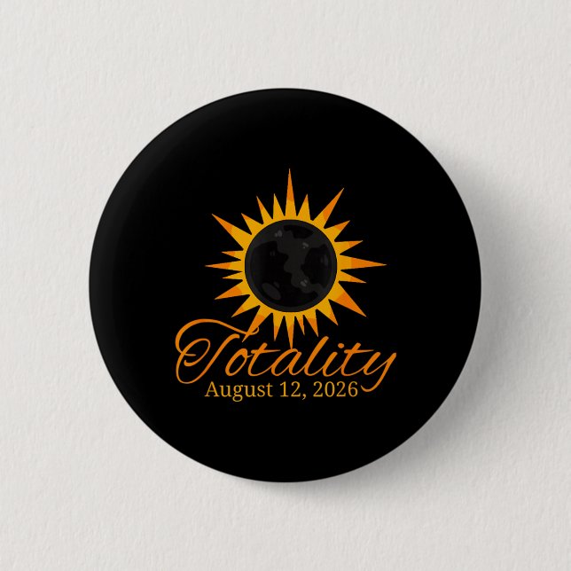 2026 Total Solar Eclipse Art 6 Cm Round Badge (Front)