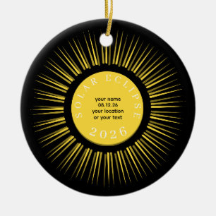 2026 Total solar eclipse your text personalized Ceramic Tree Decoration
