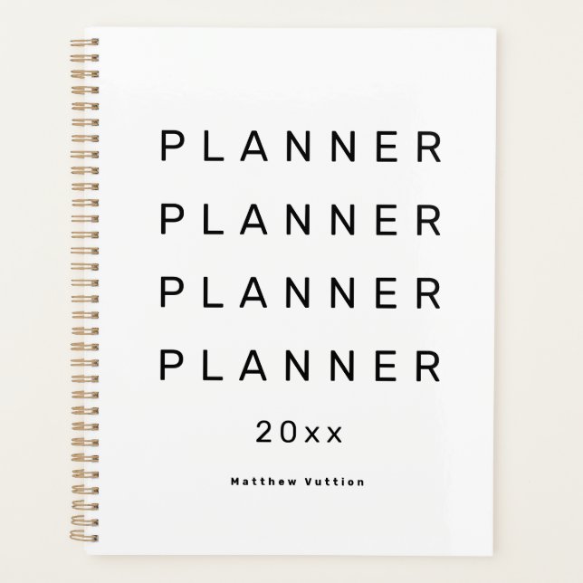 2026 Trendy Modern White Weekly Dated Planner (Front)