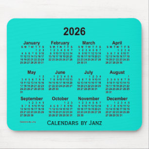 2026 Turquoise Calendar by Janz Mouse Pad