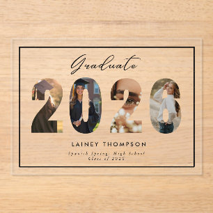 2026 Typography 4 Image Acrylic Graduation  Invitations