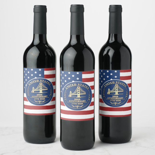 2026 USA 250 Years - Golden Gate - Commemorative Wine Label (Bottles)