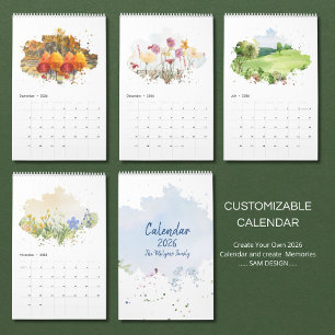 2026 Watercolor Landscape Calendar Scenic Nature
