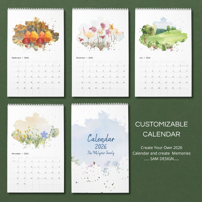 2026 Watercolor Landscape Calendar | Scenic Nature (Creator Uploaded)