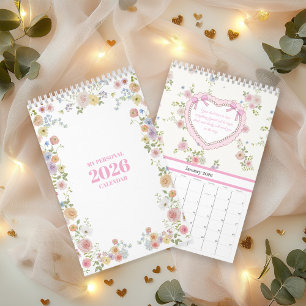 2026 Watercolor Pastel Floral Calendar with Quotes