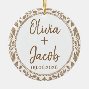 2026 Wedding Photo Couple Names & Date Ceramic Tree Decoration
