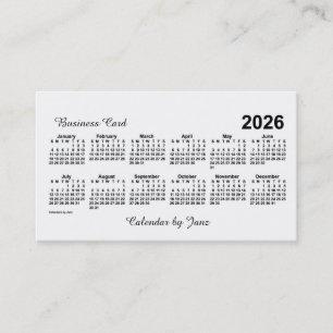 2026 White Calendar by Janz Business Card