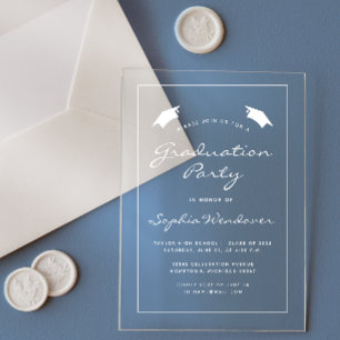 2026 White Caps Border Graduation Party Acrylic Invitations