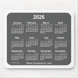 2026 White Charcoal Calendar by Janz Mouse Mat