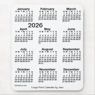 2026 White Large Print Calendar by Janz Mouse Mat