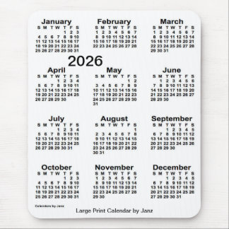 2026 White Large Print Calendar by Janz Mouse Mat