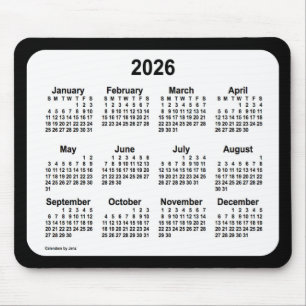 2026 White on Black Calendar by Janz Two Tone Mouse Mat