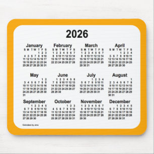 2026 White on Orange Calendar by Janz Two Tone Mouse Mat