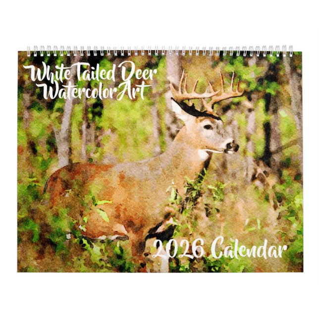 2026 Whitetail Deer Watercolor Painting Wildlife Calendar (Cover)