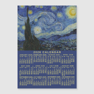 2026 Year Calendar Starry Night or Photo Magnet