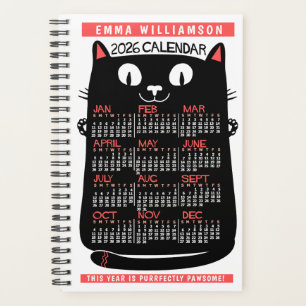 2026 Year Monthly Calendar Midcentury Black Cat Sm Planner
