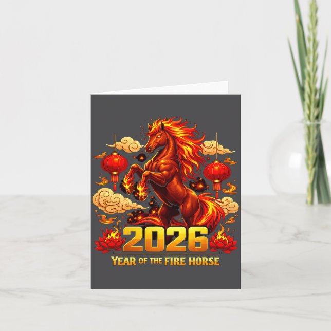 2026 Year Of Fire Horse Chinese Zodiac New Year De Card (Front)