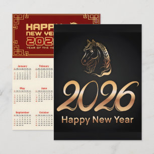 2026 Year of Horse Chinese Wall Calendar Holiday Postcard