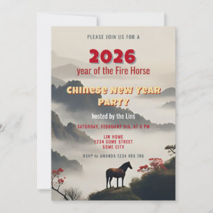 2026 Year of the Fire Horse Chinese New Year Party Invitation