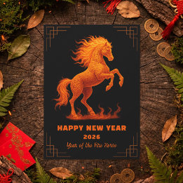 2026 Year of the Fire Horse Chinese Zodiac Holiday Card