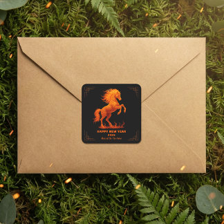 2026 Year of the Fire Horse Chinese Zodiac Square Sticker