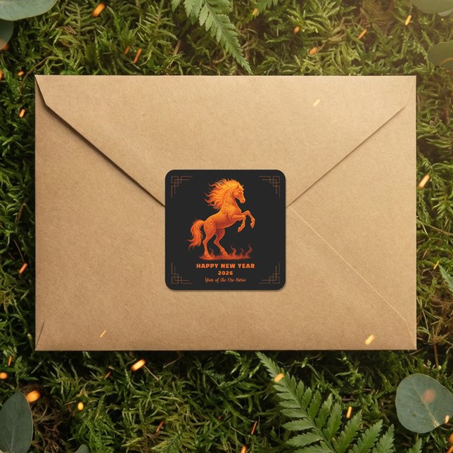 2026 Year of the Fire Horse Chinese Zodiac Square Sticker (Creator Uploaded)